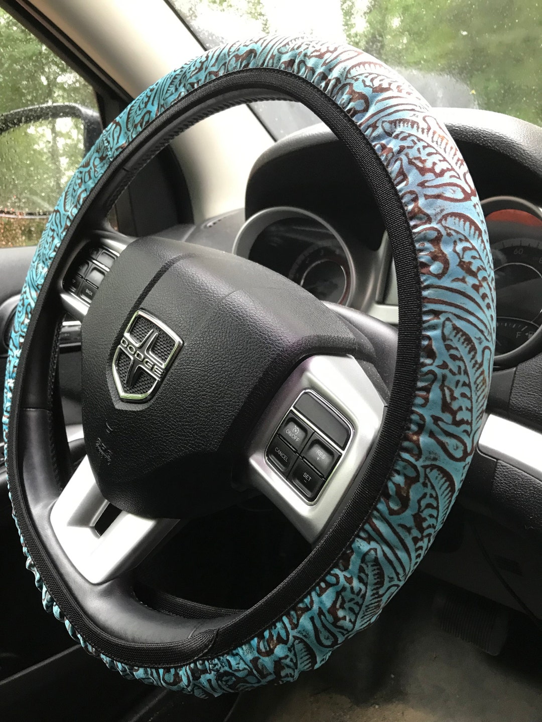 Tooled Leather Steering Wheel Cover