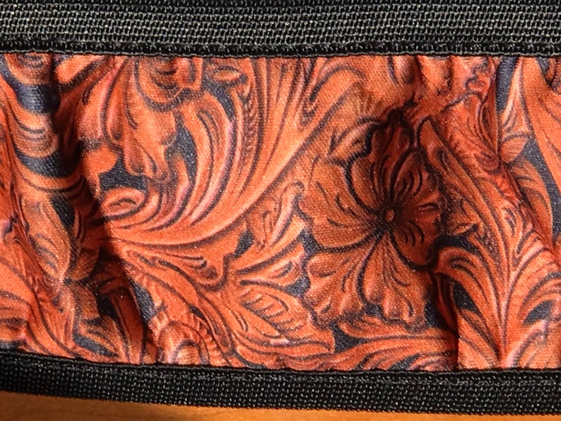 Dark Tooled Leather Design Steering Wheel Cover Etsy