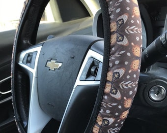 Brown Moth Pattern Steering Wheel Cover 