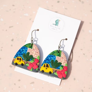 Large Positano Dangle Polymer Clay Earrings - Hook