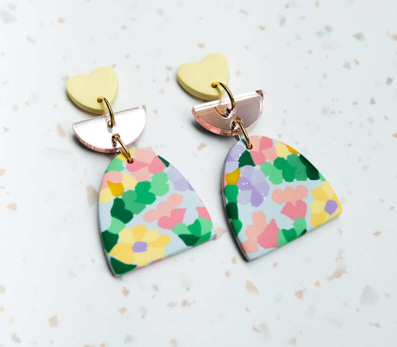 Floral Impressions Dangle Polymer Clay Earrings image 5