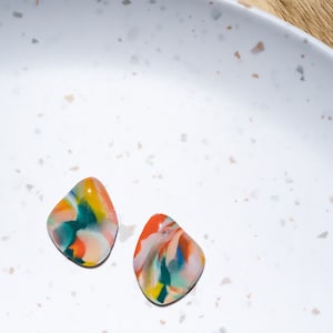 Spring Fling Resin Coated Stud Polymer Clay Earrings image 1