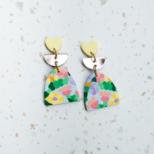 Floral Impressions Dangle Polymer Clay Earrings image 6