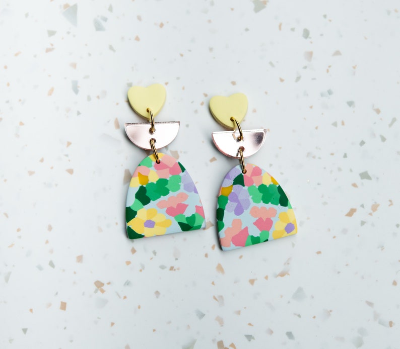 Floral Impressions Dangle Polymer Clay Earrings image 6