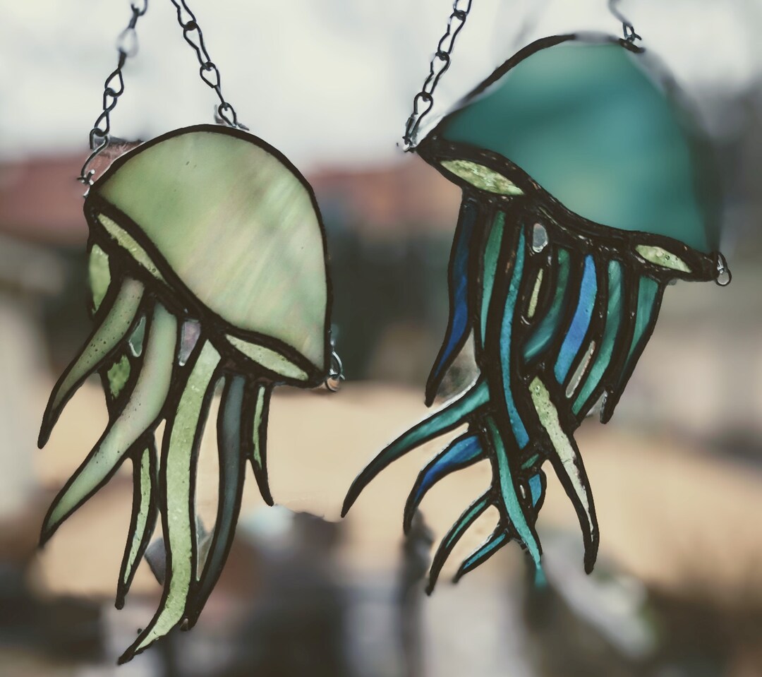 Stained Glass Jellyfish, Glow at Night Etsy