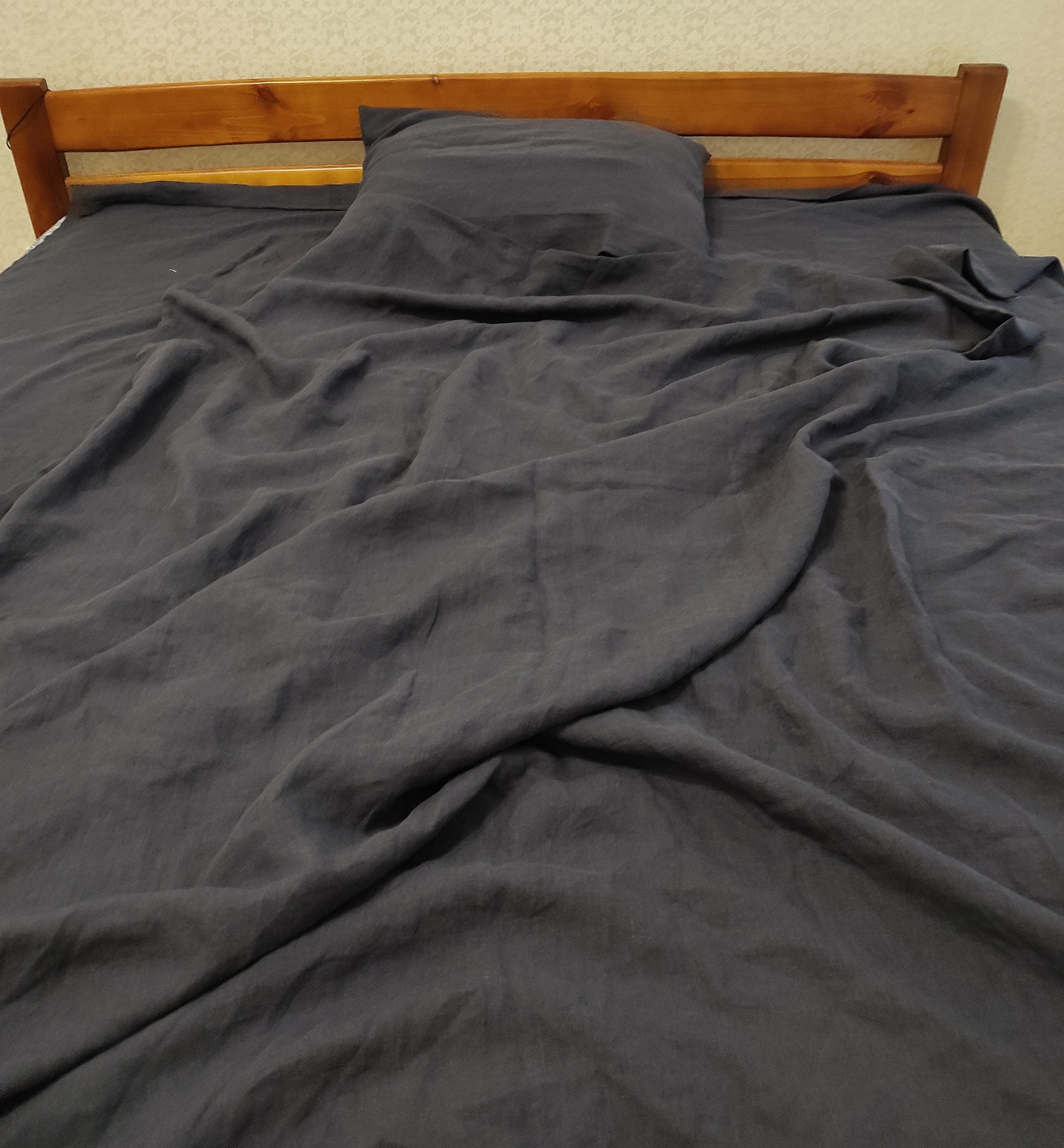 Charcoal gray linen flat sheet / 1 Flat sheet / Softened linen Etsy