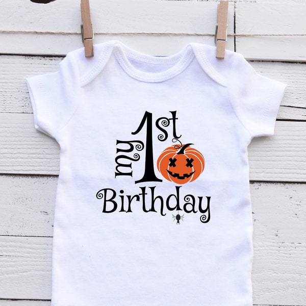 My First Birthday svg, First Halloween Birthday svg, Halloween svg, One svg, Pumpkin svg, Spider svg, Silhouette Cameo, Cricut Cut File