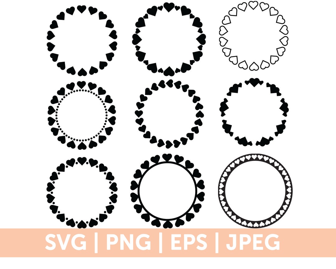 Heart Circle Monogram Frame Svg, Heart Svg, Frame SVG Files for Cricut
