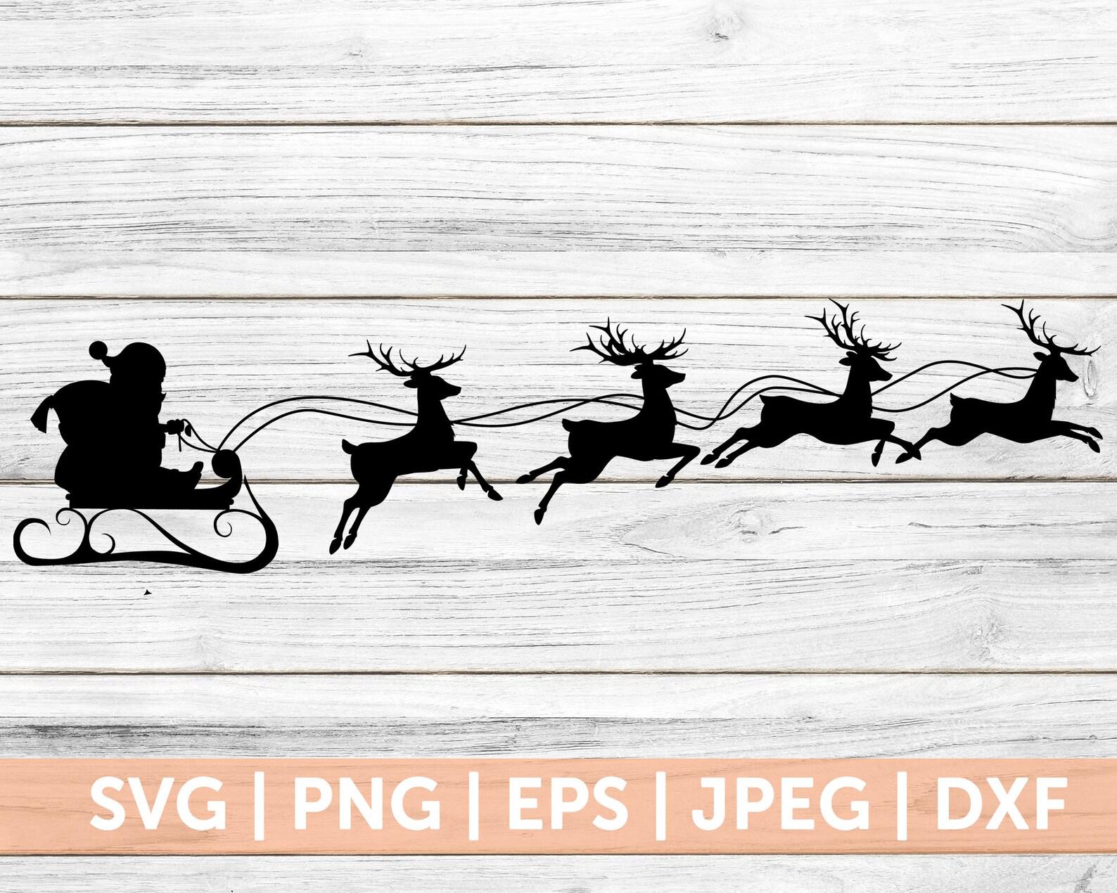 Santa Claus sur Sleigh svg Christmas Sled Reindeer svg image 1.