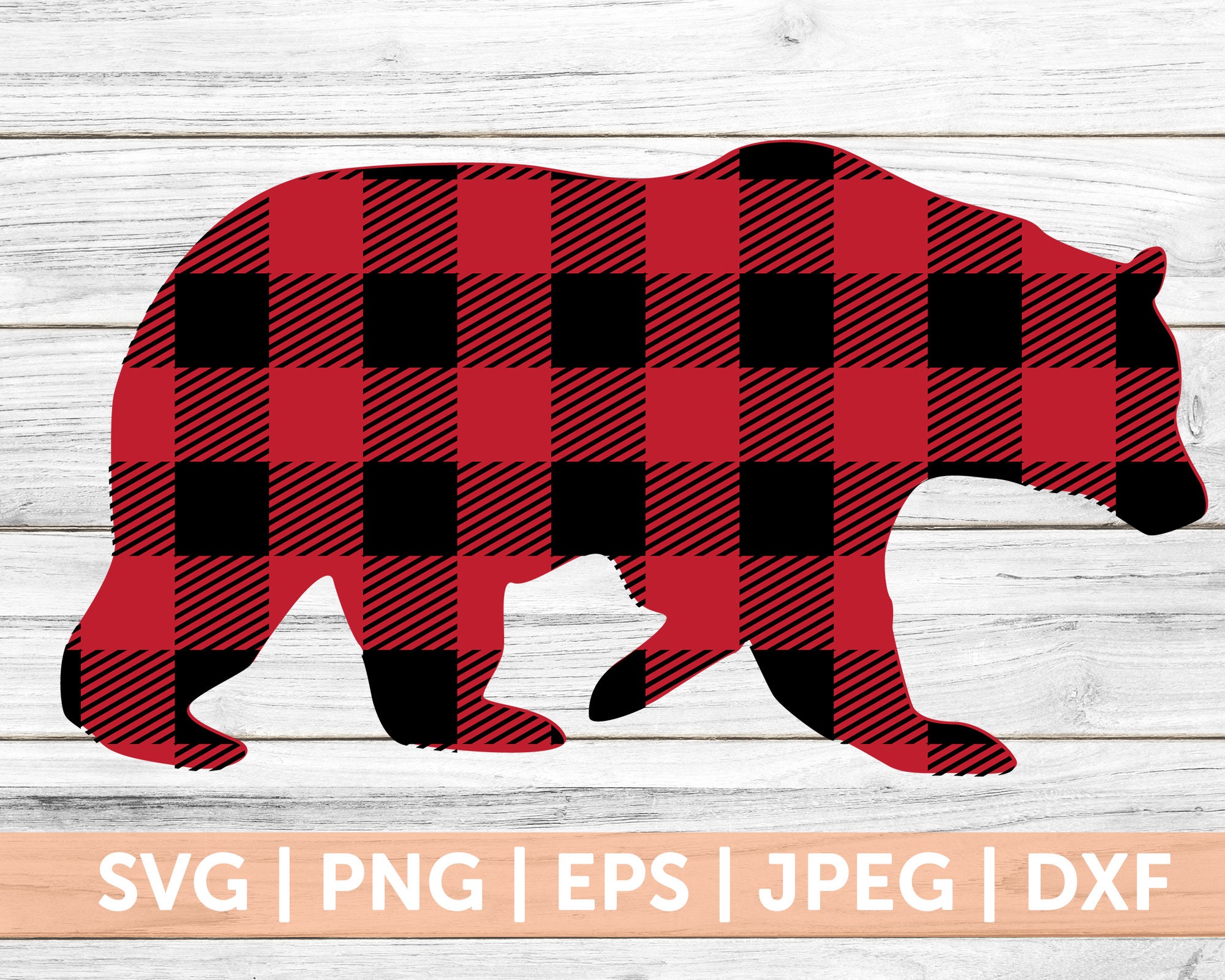 Download Buffalo Plaid Bear Christmas Svg