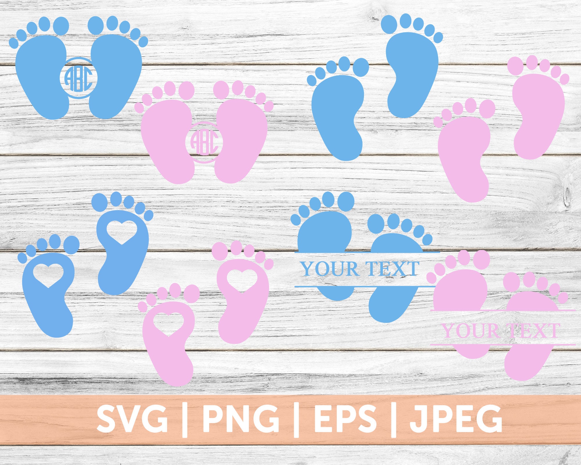 Download Baby Feet With Heart Monogram Svg