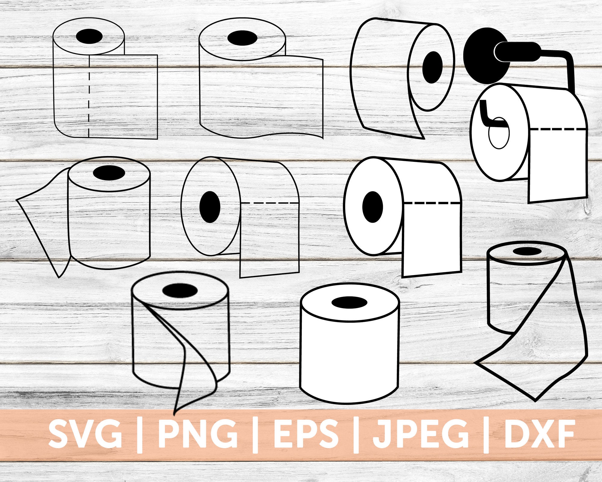 Toilet Paper Cut File Bundle svg Toilet Paper svg Toilet Etsy