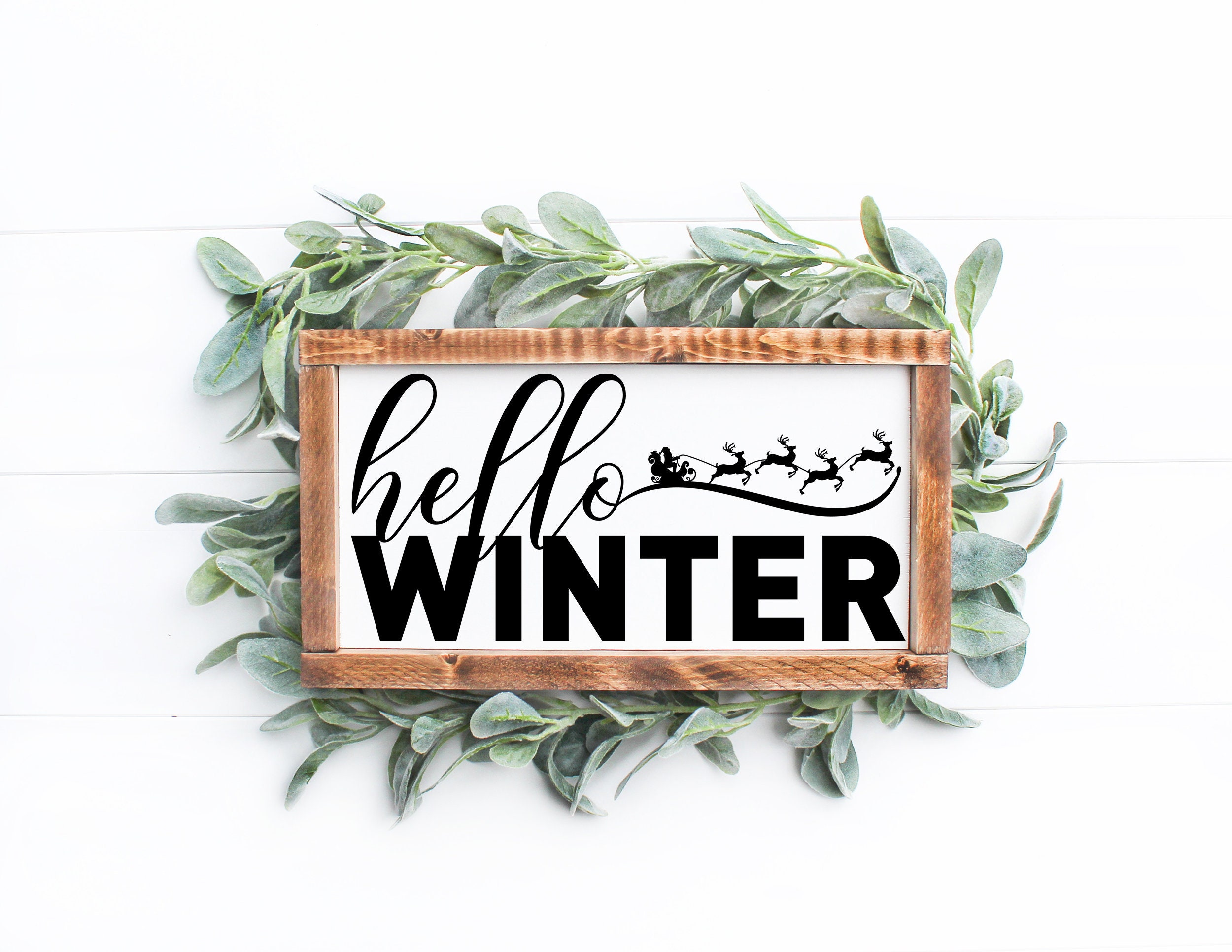 Download Hello Winter svg Santa Claus on Sleigh svg Merry Christmas | Etsy
