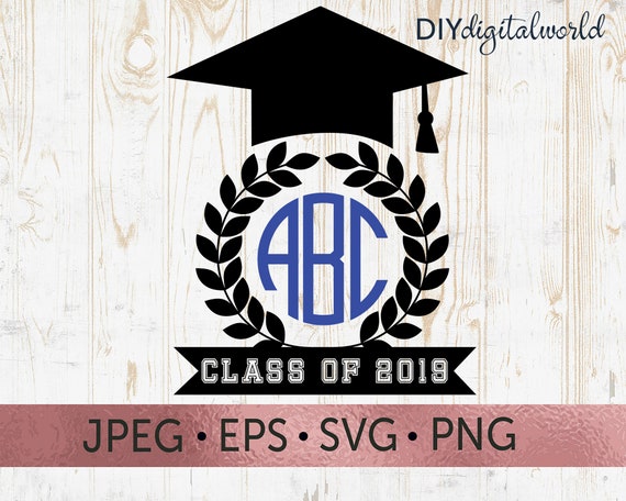 Download Graduation Cap Svg Laurel Wreath Svg Graduation Cap Monogram Etsy