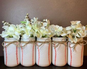 Baseball Mason Jar, Baseball Birthday Decorations, Birthday Gift for Him, Bachelor Party Decor, Baseball Kids Room, Gift for Dad, Babys Room