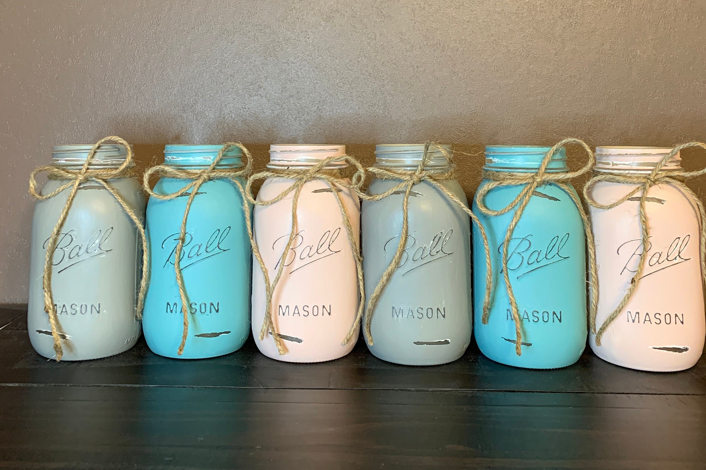 Painted Mason Jar Decor Centerpiece for Baby Shower For Gender Reveal For Rustic Wedding Decor for Baby Nursery Baby Shower