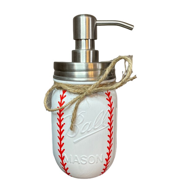 Baseball Mason Jar Soap Dispenser, Baseball Decor, Farmhouse Decor, Bathroom Decor, Kitchen Decor, Farmhouse Kitchen, Classroom Decor, Gift