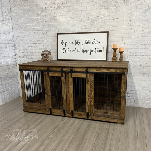 Luxury Dog Crate Furniture / Adjustable Wood Dog Crates / DIY Plans / Single Dog Den / Double Dog Den / Triple Dog Den / Dog Kennel / Gifts