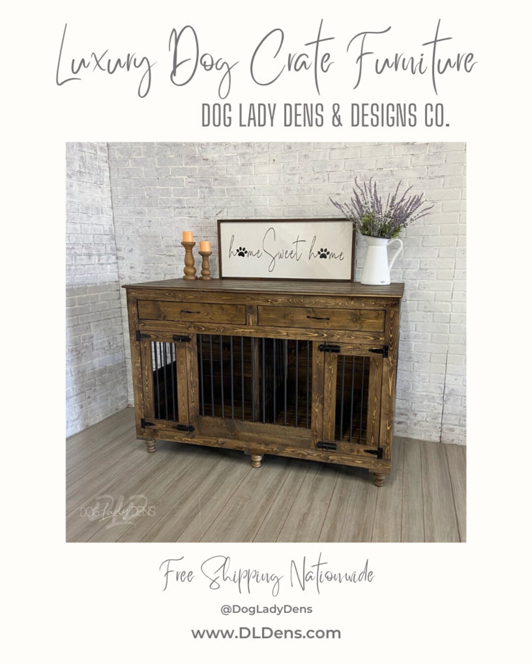 Luxury Dog Crate Furniture / Adjustable Wood Dog Crates / DIY Etsy