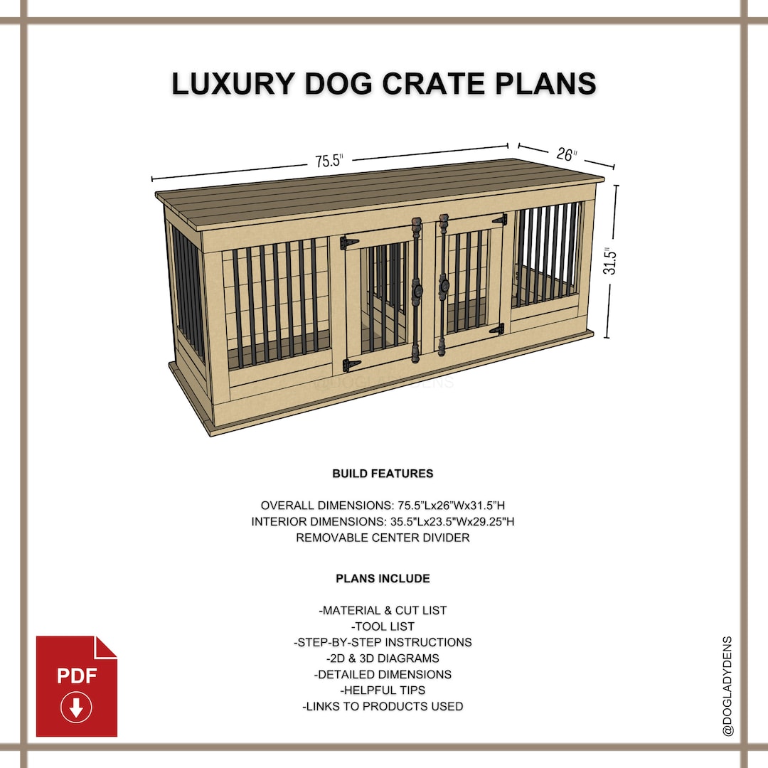Luxury Dog Crate Furniture / Adjustable Wood Dog Crates / DIY Etsy