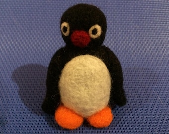 Needle felted Pingu, cute needle felt penguin