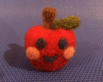 Cute needle felted apple with smiley face