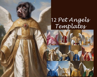 BUNDLE -12- Angel Pet portrait templates, archangel animal, saint pet, portrait backdrop costume digital background JPG