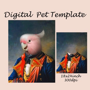 Royal pet portrait template, animal portrait Vintage Filibuster backdrop costume, Photoshop template digital background JPG