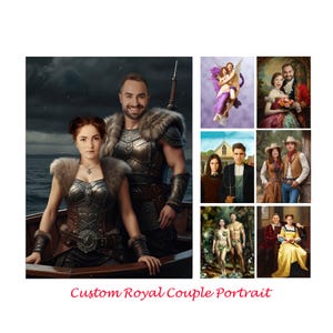 Custom Royal Couple Portrait from Photo, Historical Couple Portrait, Anniversary Gift, Personalized Wedding Gift, Gift for Parents