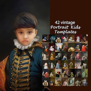 BUNDLE -42- vintage royal portrait backdrop, children portrait backdrop, royal template, prince costume, Photoshop background JPG