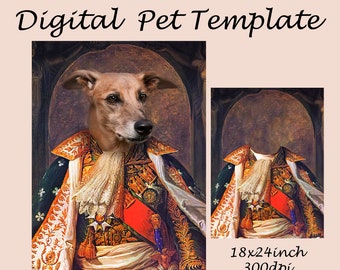 Animal Portrait template, Napoleon costume, digital background, Photoshop template JPG