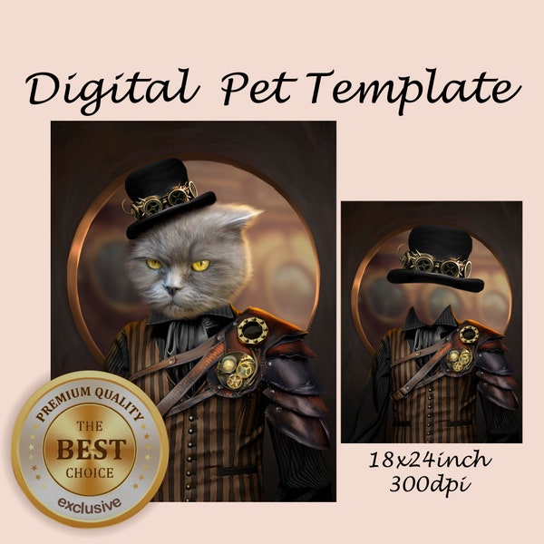 Steampunk Pet Boy Portrait costume - Exclusive Photoshop Template JPG