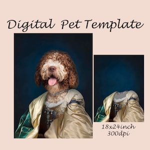 Vintage pet portrait template, Royal pet costume, animal portrait backdrop, Photoshop background JPG