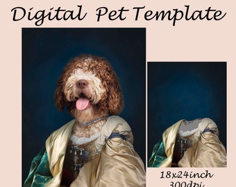 Vintage pet portrait template, Royal pet costume, animal portrait backdrop, Photoshop background JPG