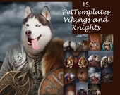 Knight & Viking animal portrait templates, royal portrait, backdrop costume, digital background JPG