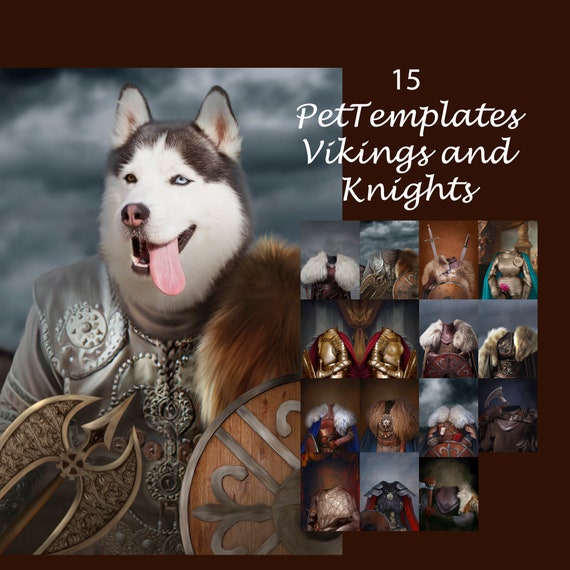 Knight & Viking animal portrait templates, royal portrait, backdrop costume, digital background JPG