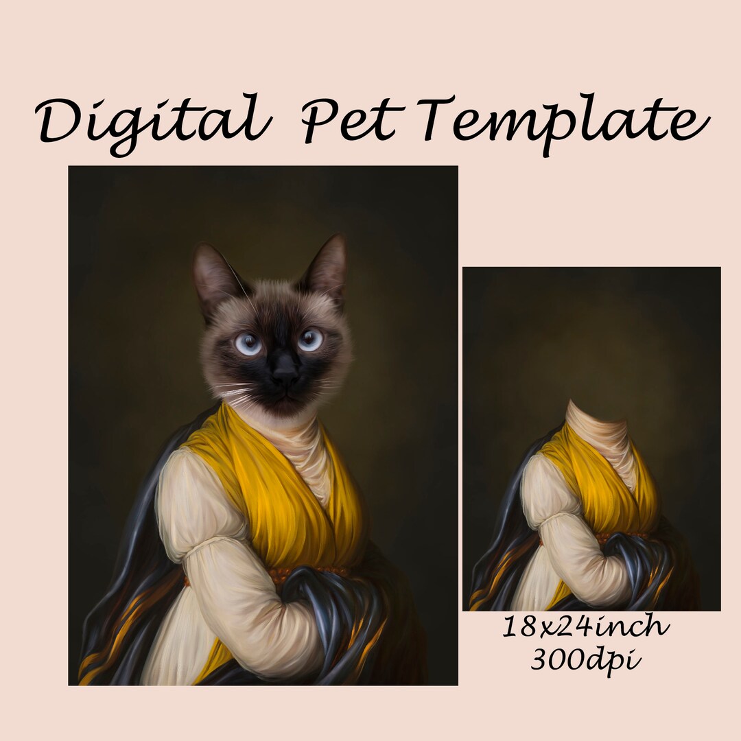 Animal Portrait Digital Template, Vintage Royal Pet Portrait,