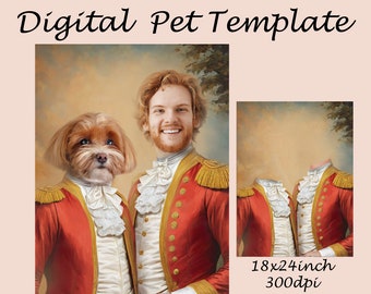 Royal Pet & Human Portrait Couple Costumes - Unique Photoshop Template JPG