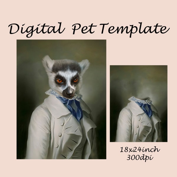 Animal Portrait template, pet portrait backdrop costume, digital background, Photoshop template JPG