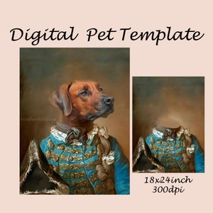 Pet Portrait template, Vintage royal animal portrait, Photoshop background, backdrop costume jpg