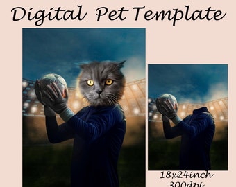 Goalkeeper pet portrait template - Soccer Sport football costume Photoshop template JPG