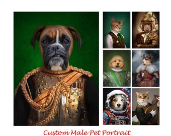 Custom Pet Portrait Royal Animal Art dog memorial gifts digital art, personalized gift