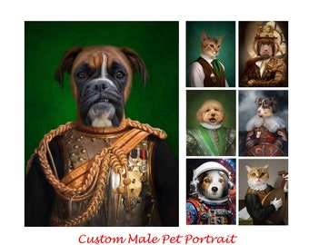 Custom Pet Portrait, Royal Pet Portrait, Renaissance animal Portrait from Photo, Royal Pet King Portrait