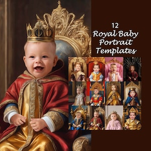 Royal Baby Portrait Templates: Digital Oil Painting Backgrounds (JPG)