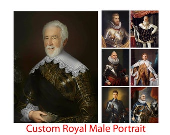 Custom Royal Male Portrait, Renaissance Prince, Historical Knight, Royal Nobleman, Father's Day Gift, portrait from photo