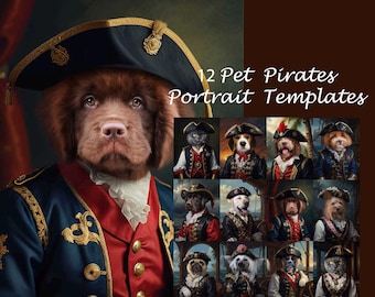 Pet Portrait Templates Pirate Royal Animal Costume Backgrounds JPG