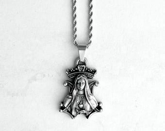 Virgin Mary Necklace Our Blessed Mother Pendant Necklace Our Lady of Guadalupe Mother Mary Necklace Catholic Gifts for Her by In Via