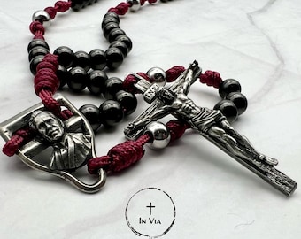 Fulton Sheen Rosary Necklace | Handmade Catholic Rosary | Burgundy Paracord | Bishop Sheen Gift | Catholic Prayer Rosary