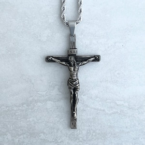 Crucifix Necklace Catholic Cross Necklace Crucifix Pendant Necklace Catholic Gifts Jesus Necklace Realistic Crucifix Jewelry by In Via