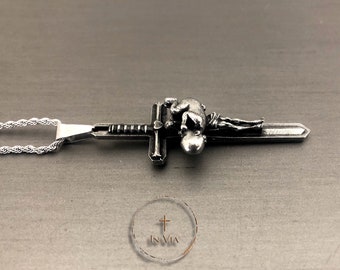 In Via Defend Life Crucifix Necklace Choose Life Catholic Cross Pro Life Jewelry